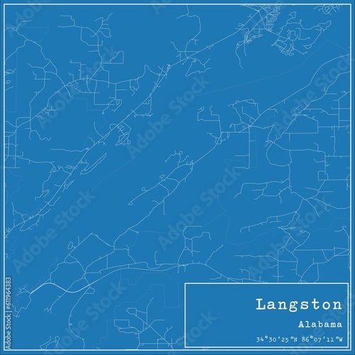 Blueprint US city map of Langston, Alabama. photo
