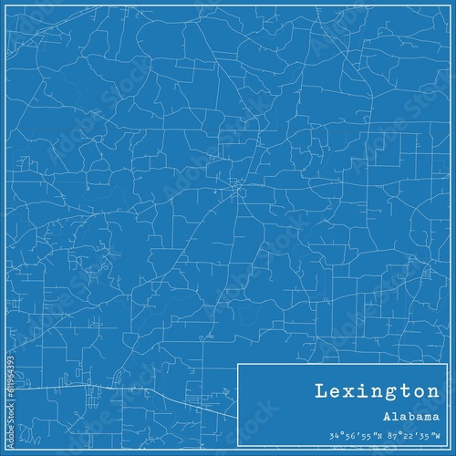 Blueprint US city map of Lexington  Alabama.