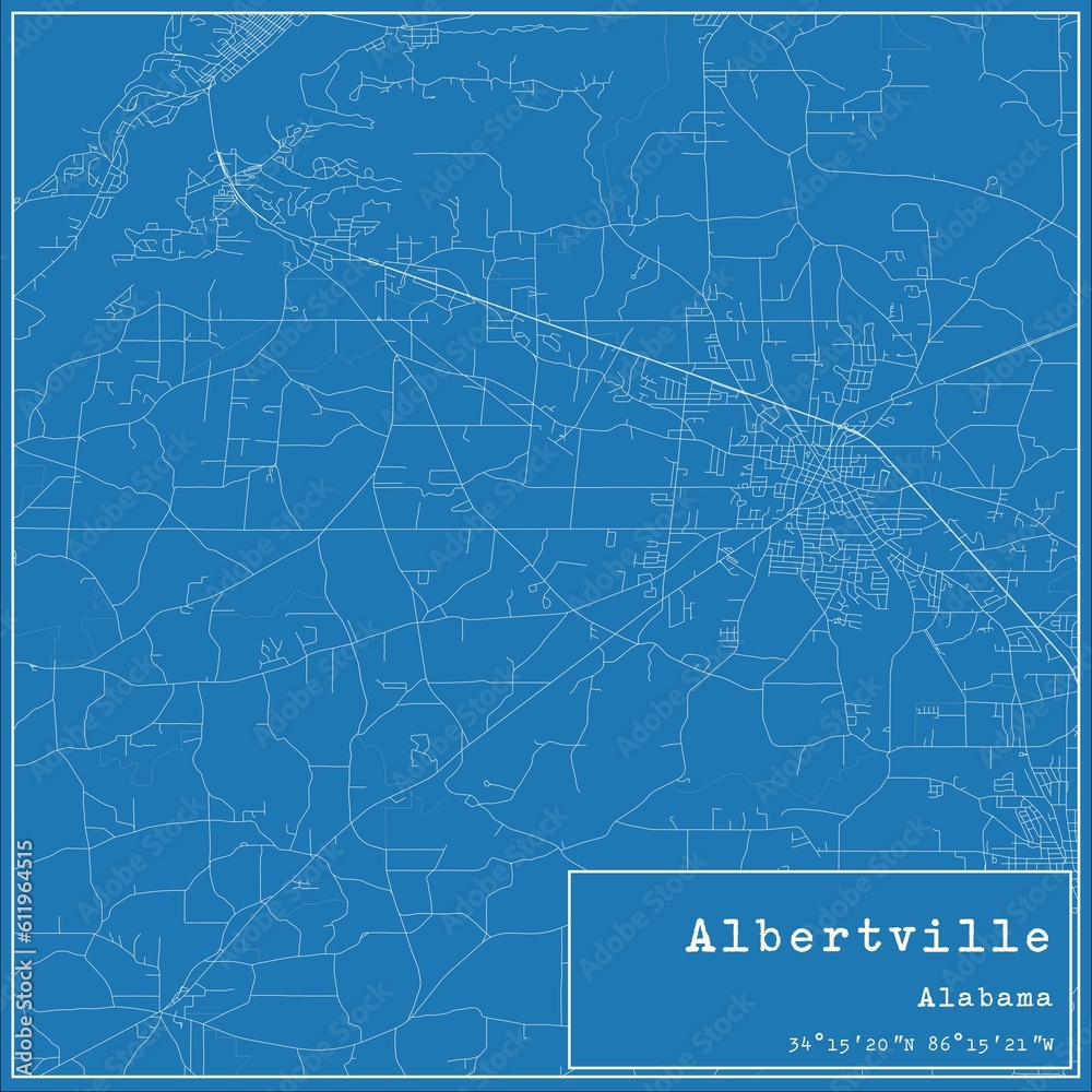 Blueprint US city map of Albertville, Alabama. Blueprint US city map of Albertville, Alabama.