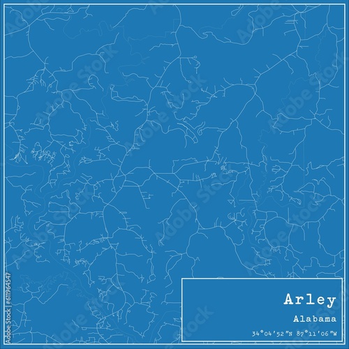 Blueprint US city map of Arley, Alabama.