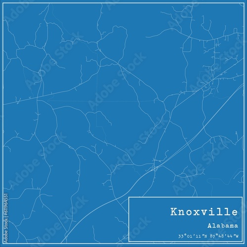 Blueprint US city map of Knoxville  Alabama.