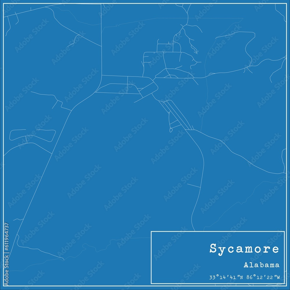 Blueprint US city map of Sycamore, Alabama. Blueprint US city map of Sycamore, Alabama.