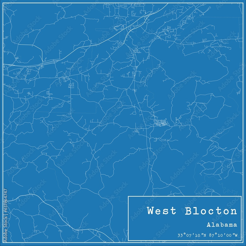 Blueprint US city map of West Blocton, Alabama. Blueprint US city map of West Blocton, Alabama.