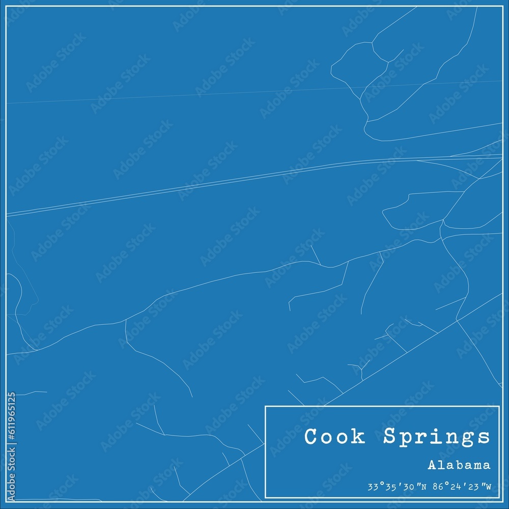 Blueprint US city map of Cook Springs, Alabama. Blueprint US city map of Cook Springs, Alabama.