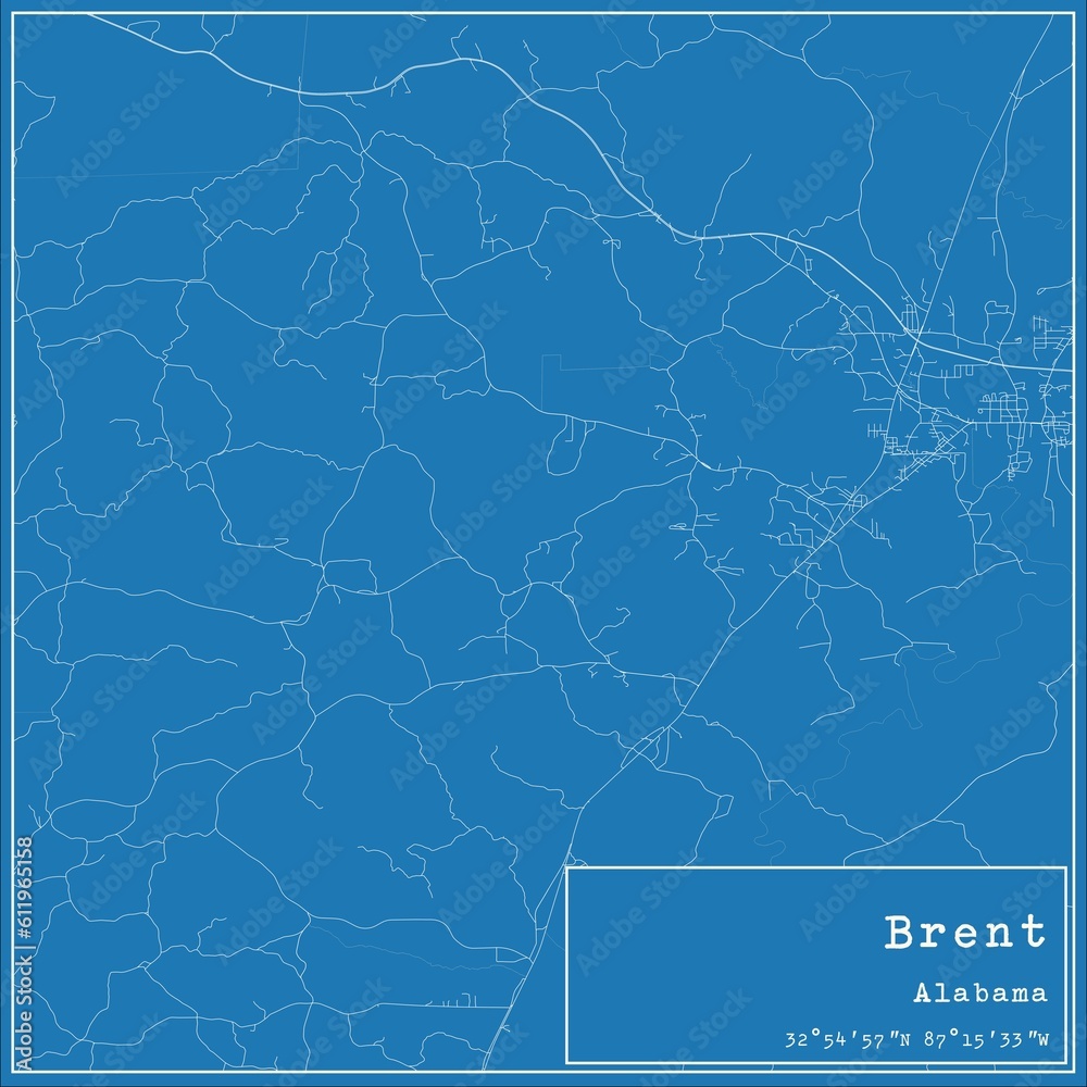 Blueprint US city map of Brent, Alabama. Blueprint US city map of Brent, Alabama.