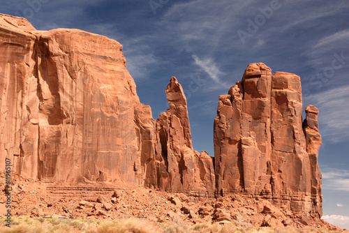 Amazing red rock formations in the Monument Valley  Navajo Tribal Park  Utah  USA. Dry dessert landscape