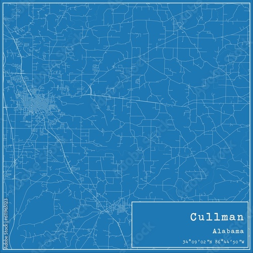 Blueprint US city map of Cullman, Alabama. photo