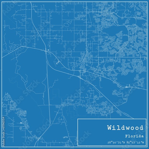 Blueprint US city map of Wildwood, Florida. © Rezona