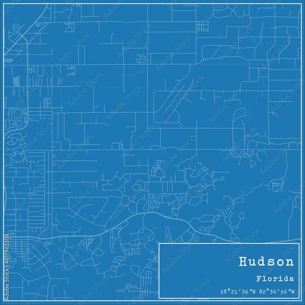 Blueprint US city map of Hudson, Florida. Blueprint US city map of Hudson, Florida.
