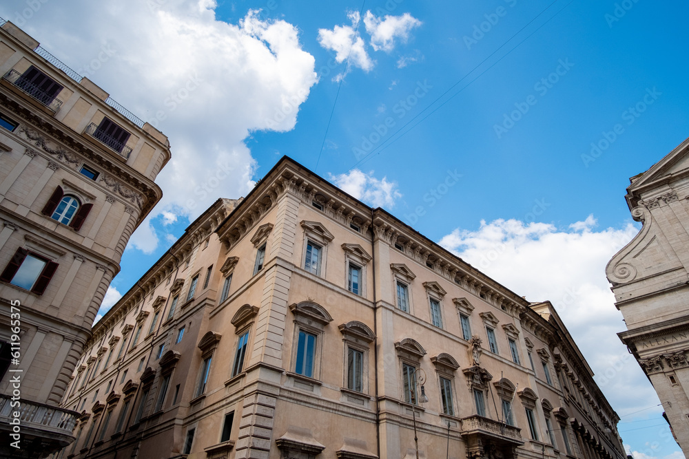 Building on the street in the city of Rome, Italy