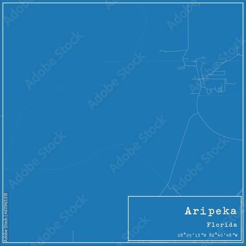 Blueprint US city map of Aripeka, Florida. photo