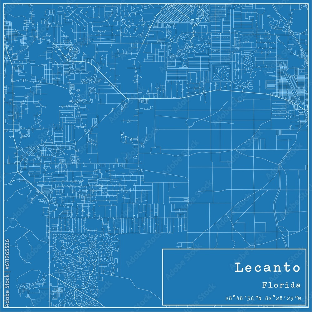 Blueprint US city map of Lecanto, Florida.