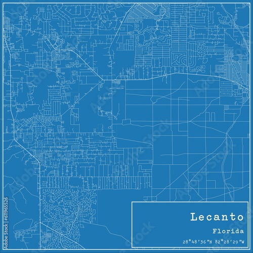 Blueprint US city map of Lecanto, Florida.