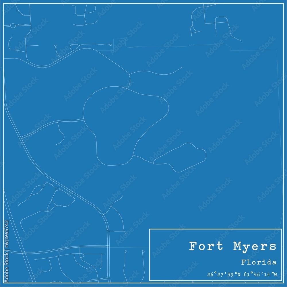 Blueprint US city map of Fort Myers, Florida. Blueprint US city map of Fort Myers, Florida.