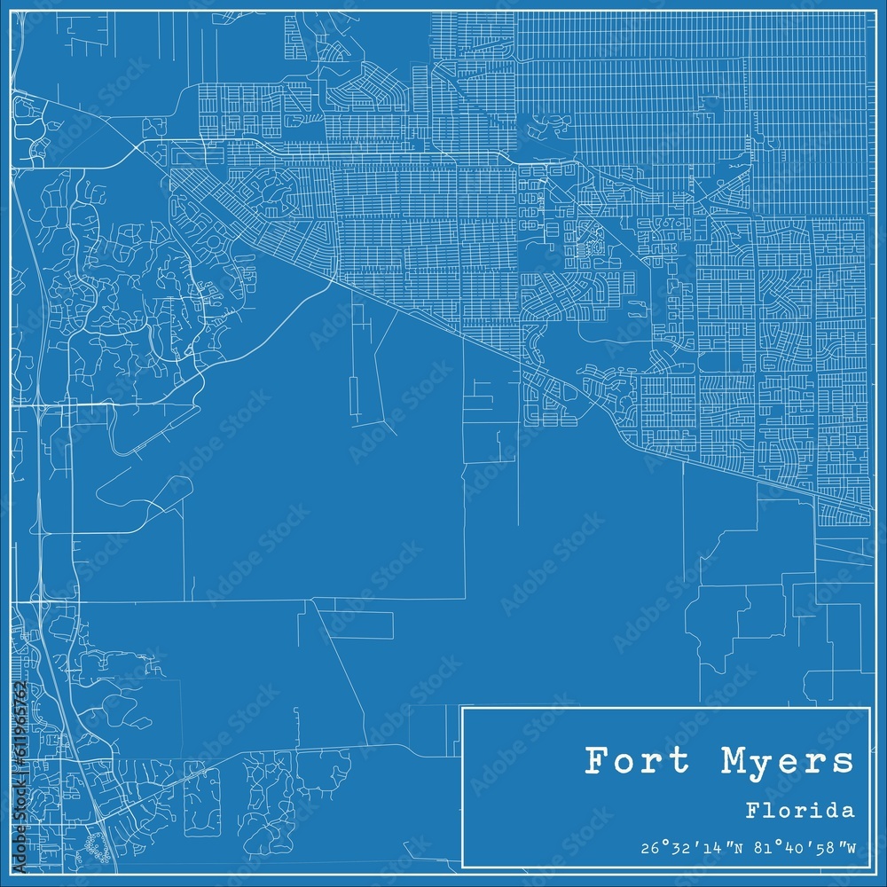 Fototapeta premium Blueprint US city map of Fort Myers, Florida.