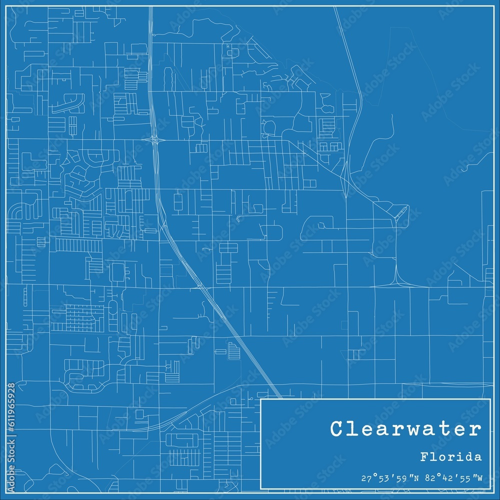 Blueprint US city map of Clearwater, Florida. Blueprint US city map of Clearwater, Florida.