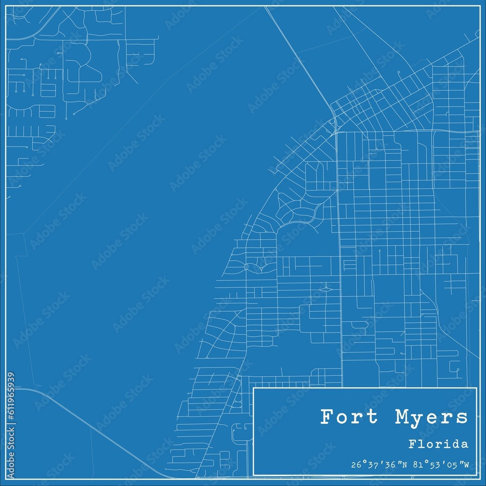 Fototapeta premium Blueprint US city map of Fort Myers, Florida.