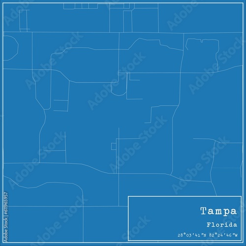 Blueprint US city map of Tampa  Florida.