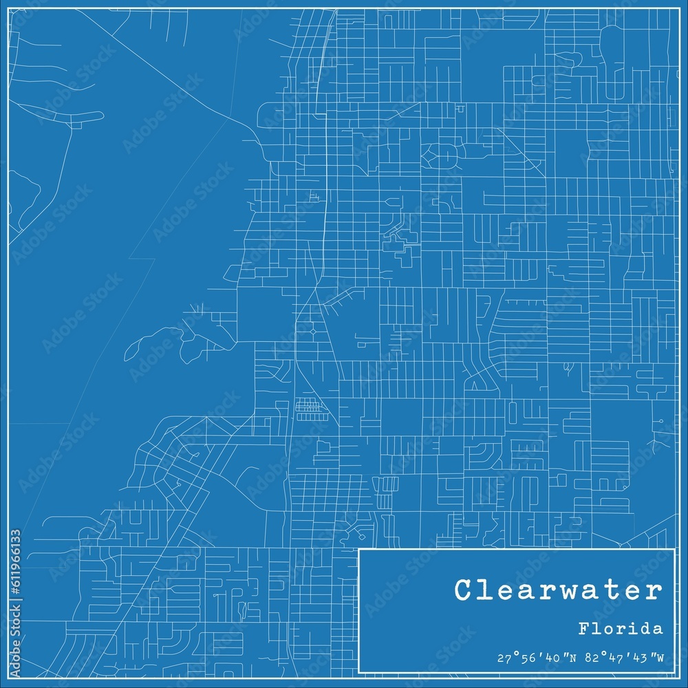 Fototapeta premium Blueprint US city map of Clearwater, Florida.