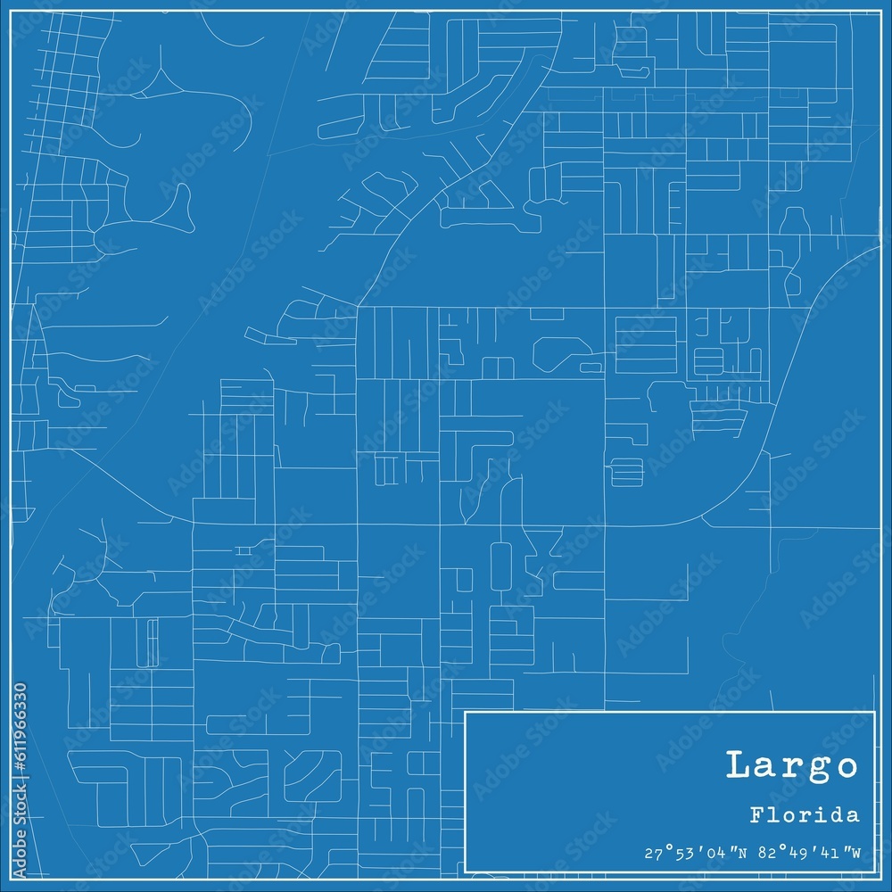 Blueprint US city map of Largo, Florida.