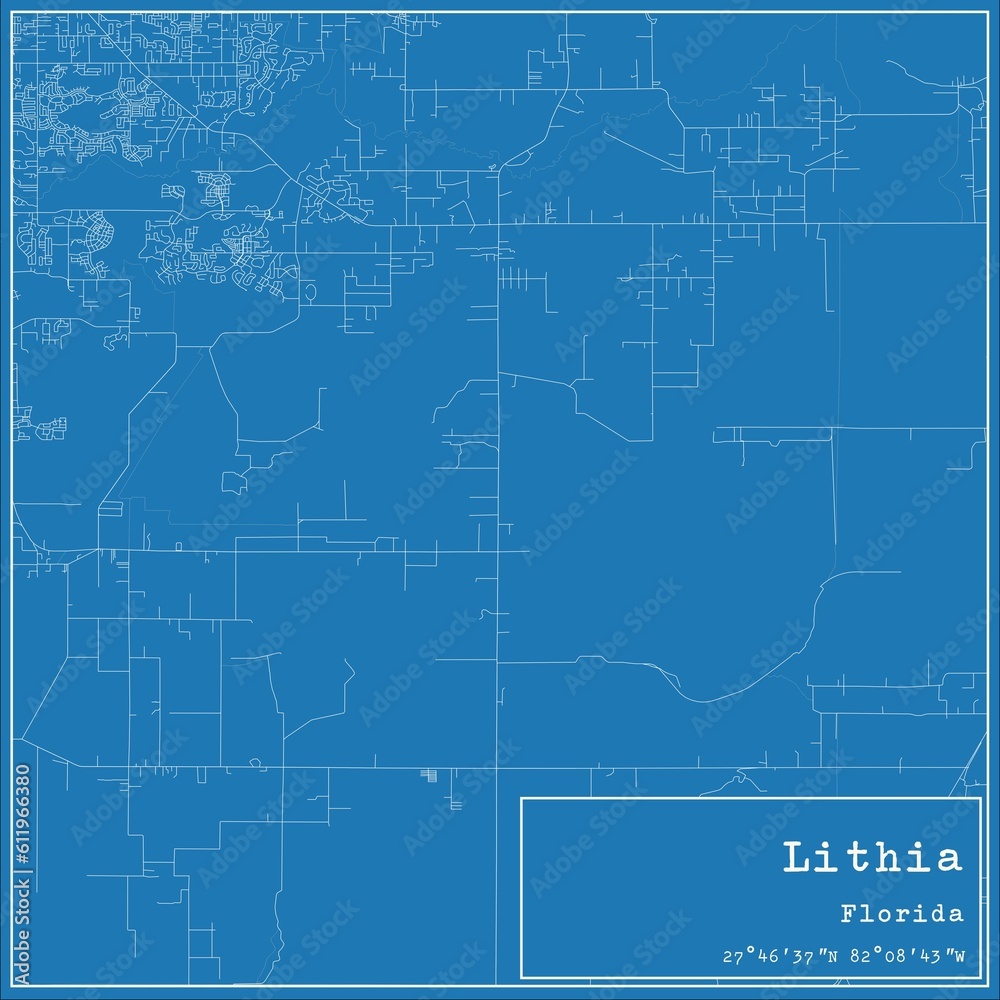 Fototapeta premium Blueprint US city map of Lithia, Florida.