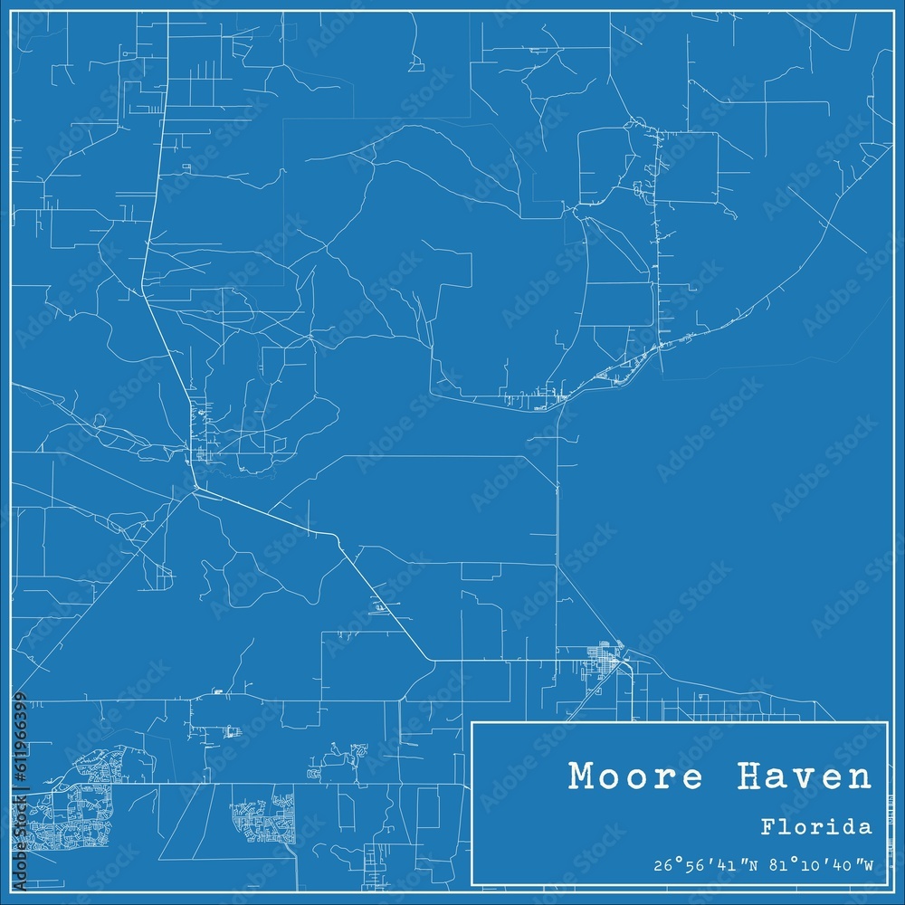 Fototapeta premium Blueprint US city map of Moore Haven, Florida.