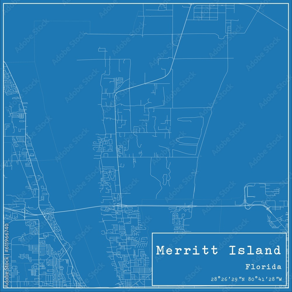 Blueprint US city map of Merritt Island, Florida. Blueprint US city map of Merritt Island, Florida.
