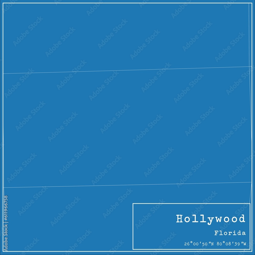 Blueprint US city map of Hollywood, Florida. Blueprint US city map of Hollywood, Florida.
