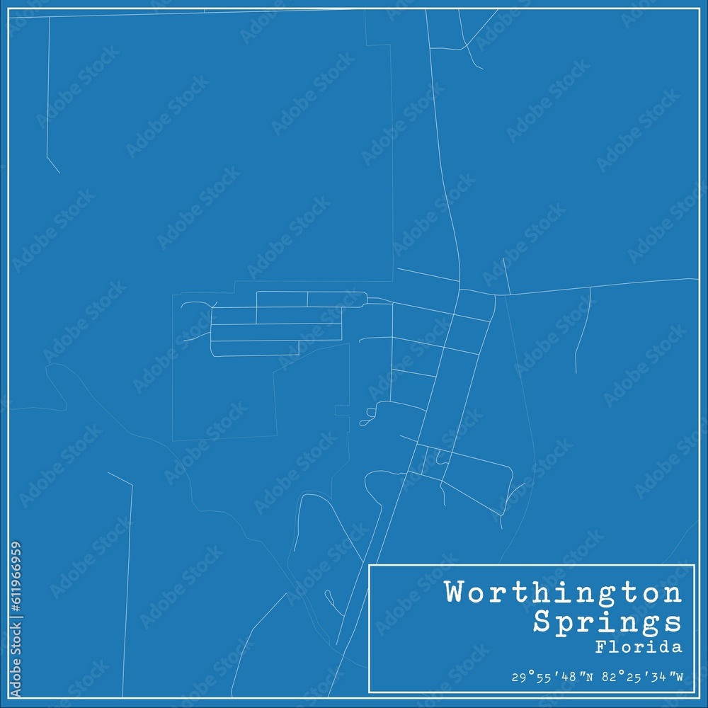Fototapeta premium Blueprint US city map of Worthington Springs, Florida.