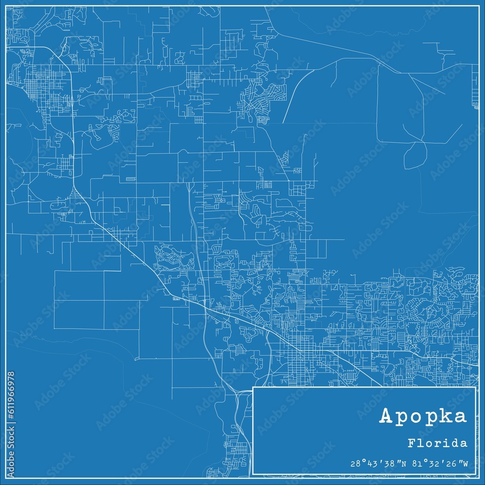 Blueprint US city map of Apopka, Florida. Blueprint US city map of Apopka, Florida.