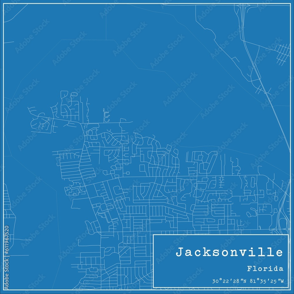 Fototapeta premium Blueprint US city map of Jacksonville, Florida.