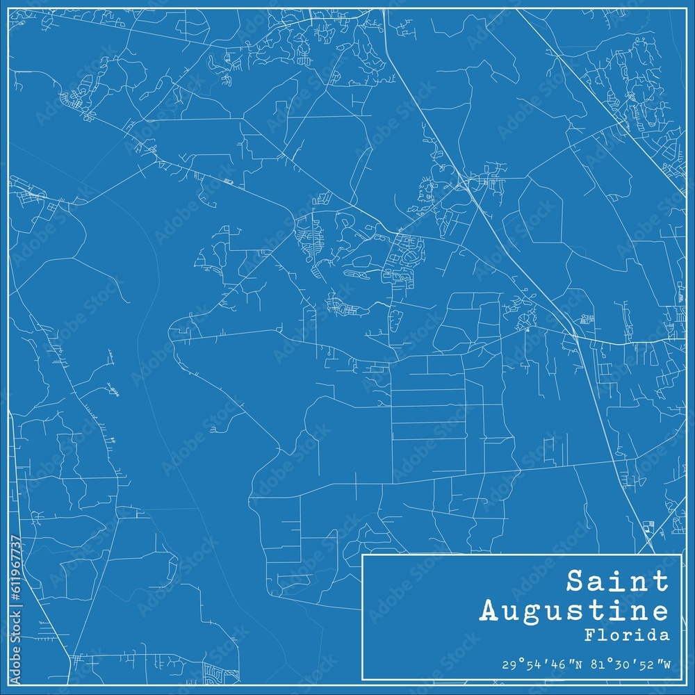 Blueprint US city map of Saint Augustine, Florida.
