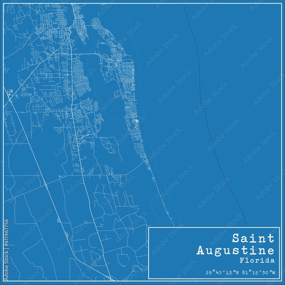 Blueprint US city map of Saint Augustine, Florida. Blueprint US city map of Saint Augustine, Florida.