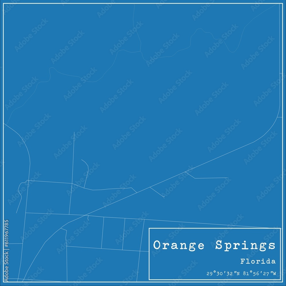 Blueprint US city map of Orange Springs, Florida.
