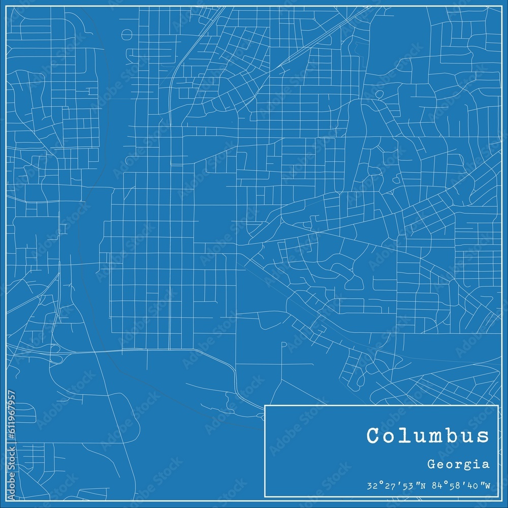 Fototapeta premium Blueprint US city map of Columbus, Georgia.