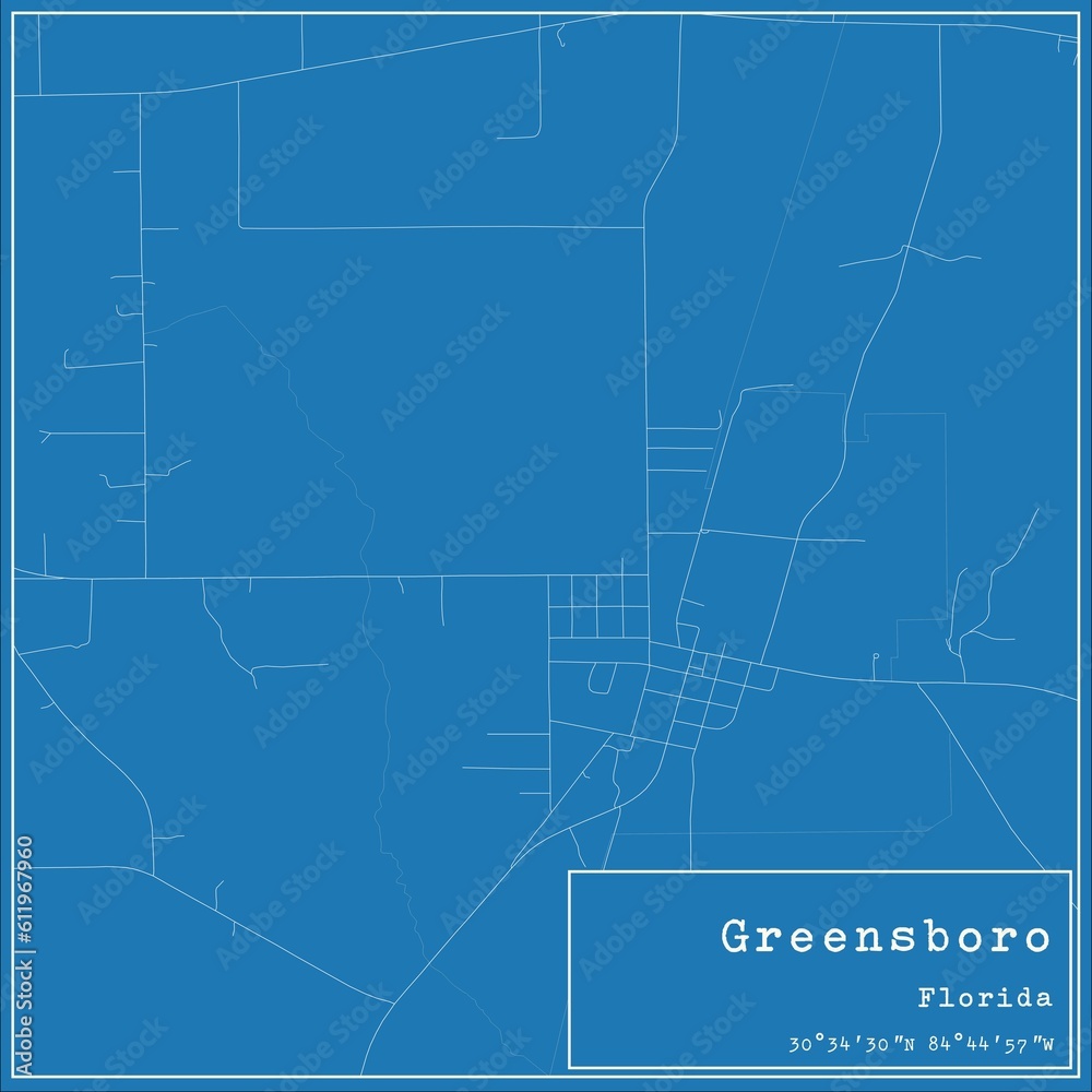 Fototapeta premium Blueprint US city map of Greensboro, Florida.