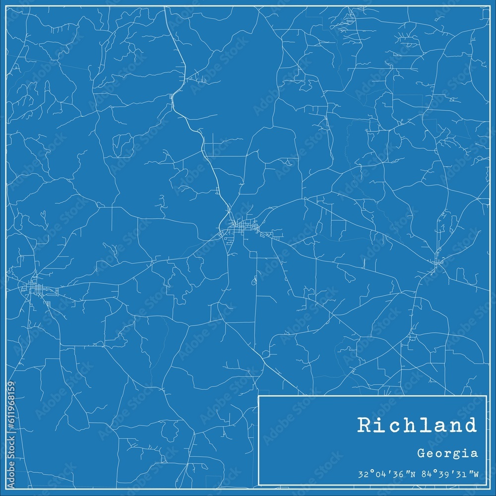 Blueprint US city map of Richland, Georgia. Blueprint US city map of Richland, Georgia.