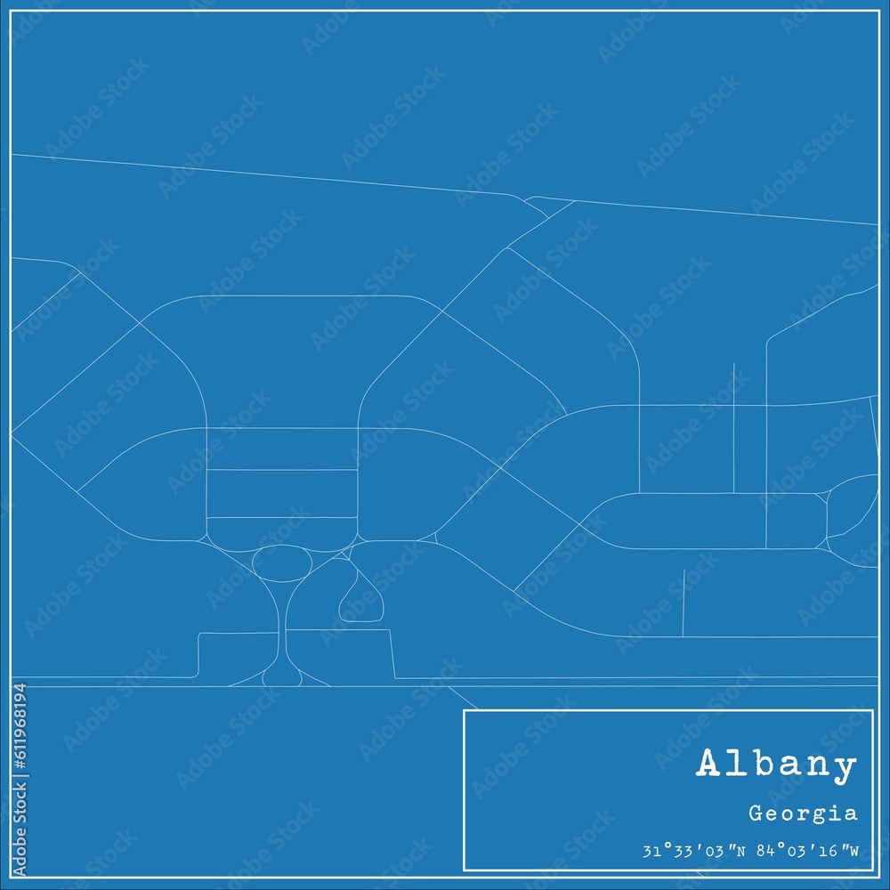 Blueprint US city map of Albany, Georgia. Blueprint US city map of Albany, Georgia.