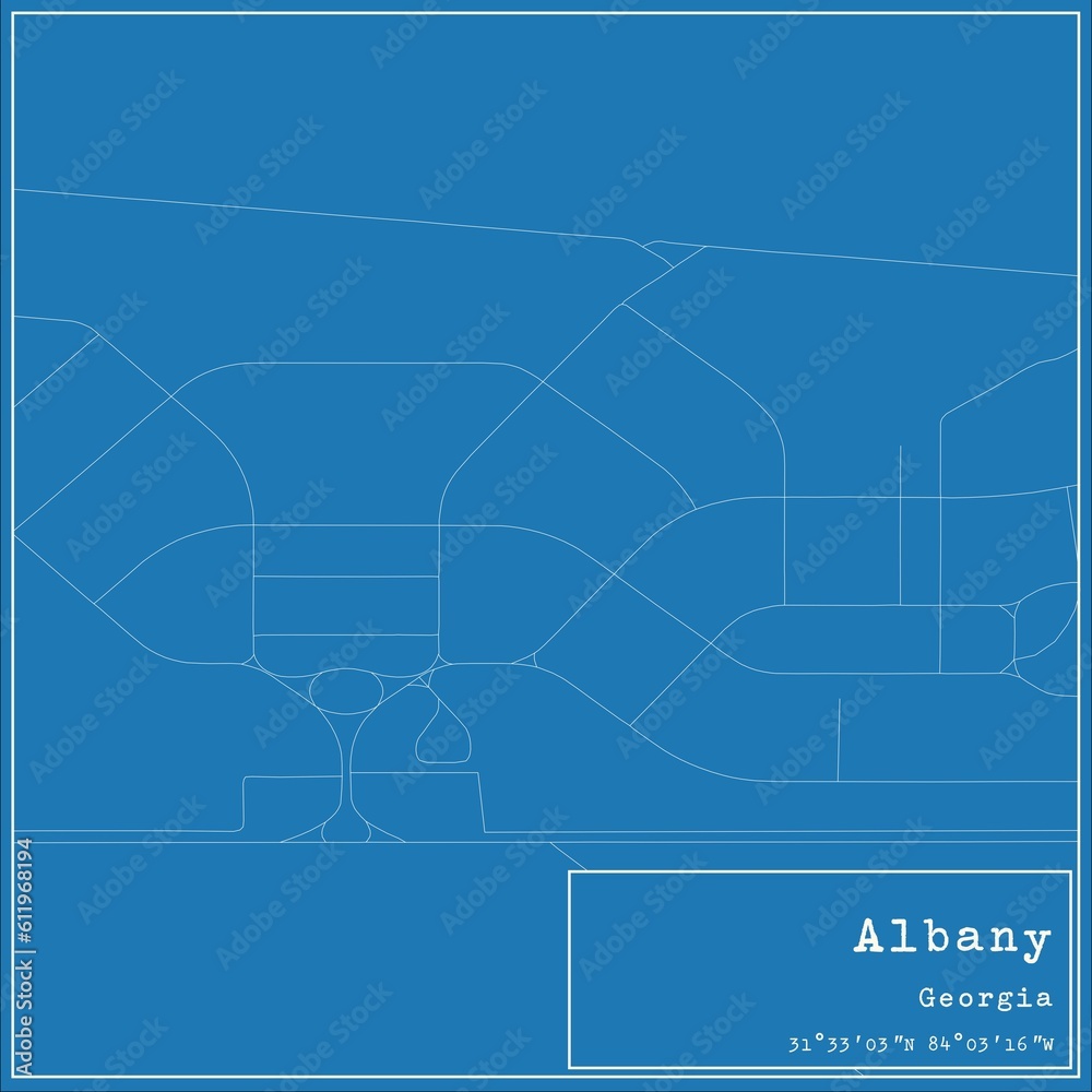 Blueprint US city map of Albany, Georgia.