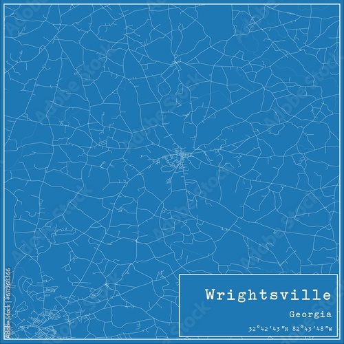 Blueprint US city map of Wrightsville, Georgia.