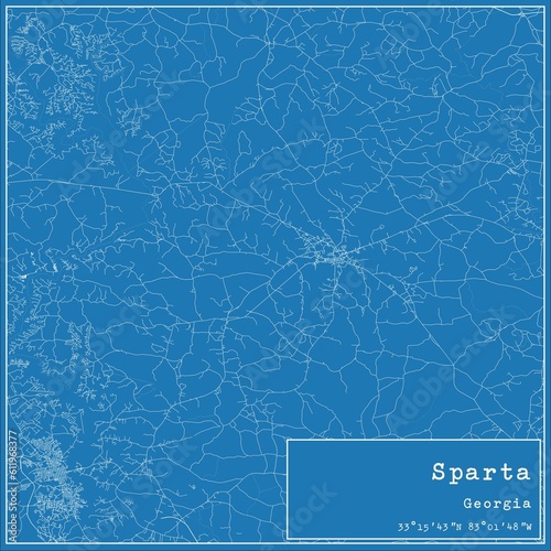 Blueprint US city map of Sparta, Georgia.