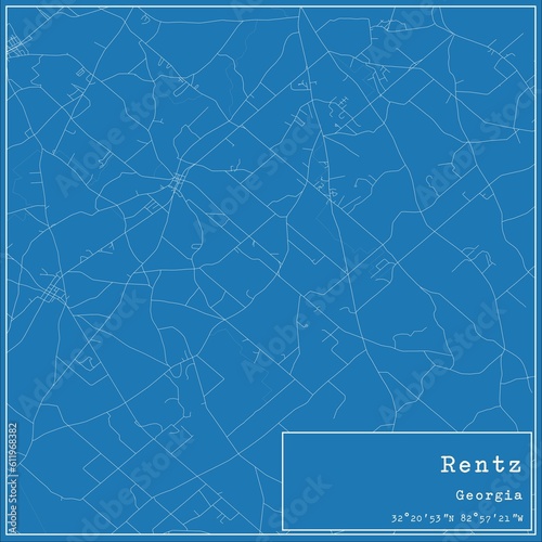 Blueprint US city map of Rentz  Georgia.