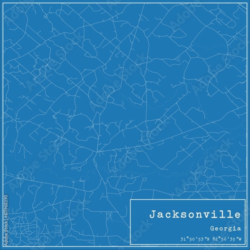 Blueprint US city map of Jacksonville, Georgia. photo