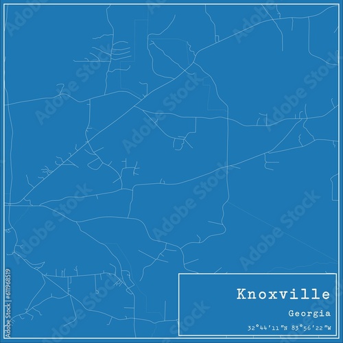 Blueprint US city map of Knoxville, Georgia.