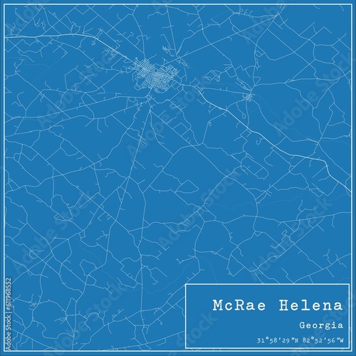 Blueprint US city map of McRae Helena, Georgia. photo