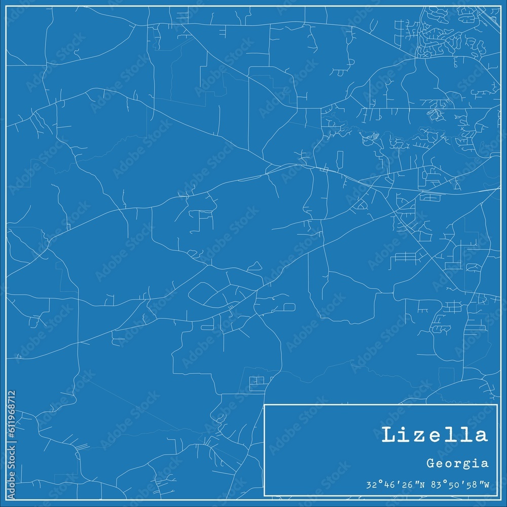 Fototapeta premium Blueprint US city map of Lizella, Georgia.