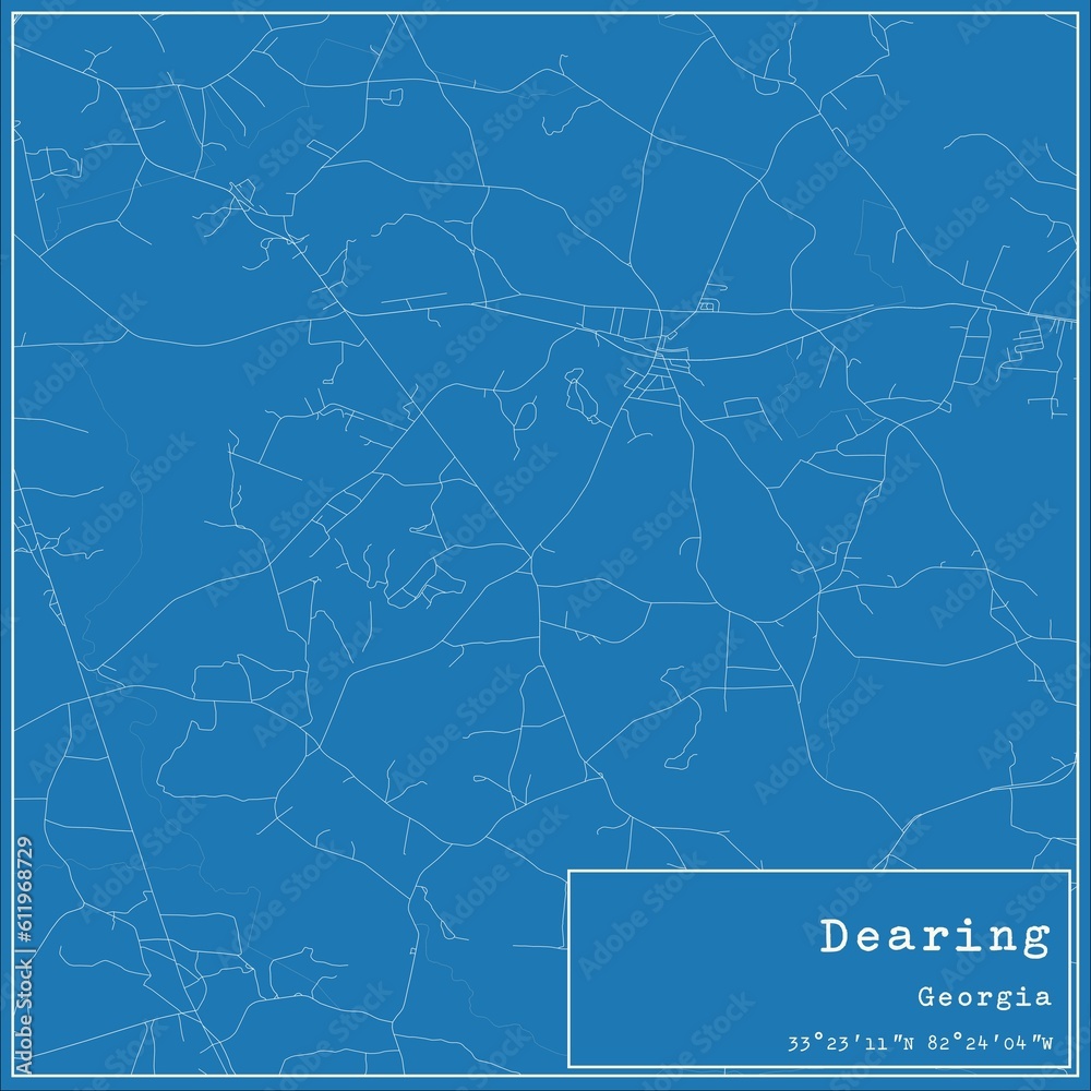 Blueprint US city map of Dearing, Georgia.