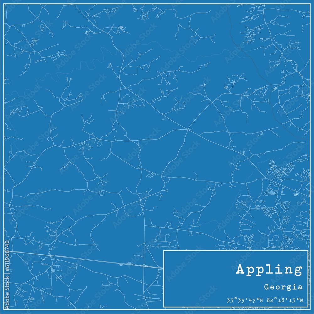 Blueprint US city map of Appling, Georgia.