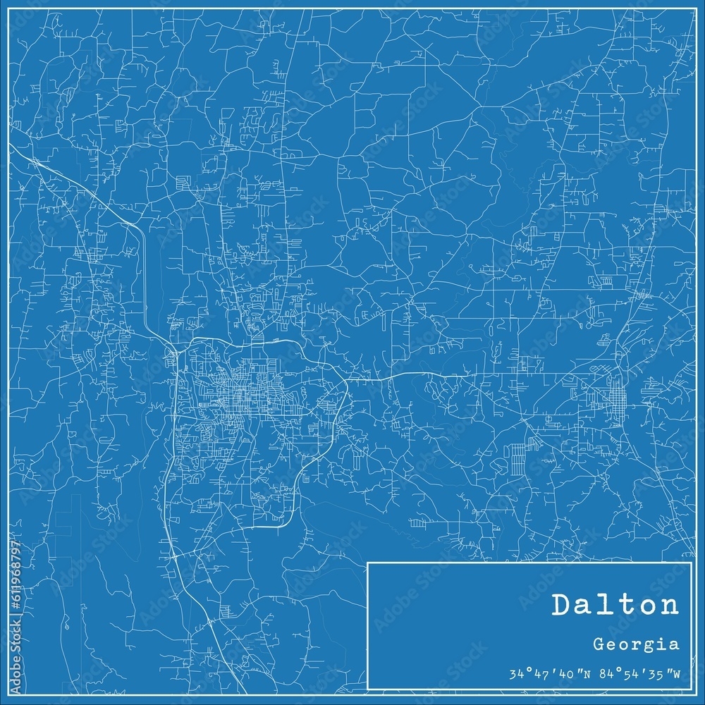 Blueprint US city map of Dalton, Georgia. Blueprint US city map of Dalton, Georgia.