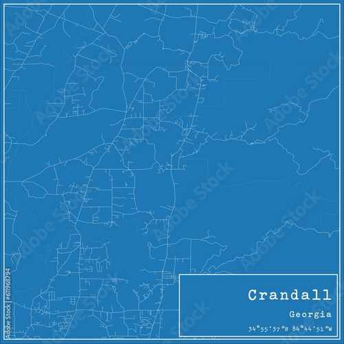 Blueprint US city map of Crandall, Georgia. photo